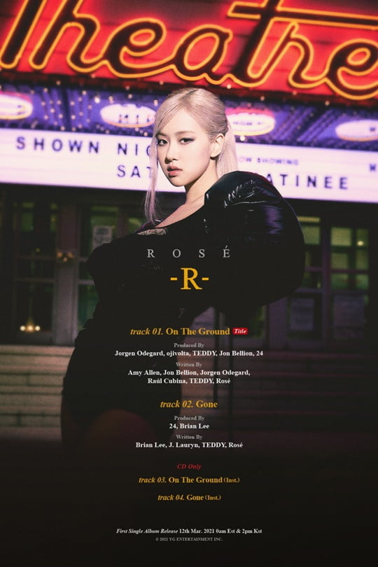 YG LIFE – BLACKPINK ROSÉ, Solo Debut D-3… Album Track List Revealed