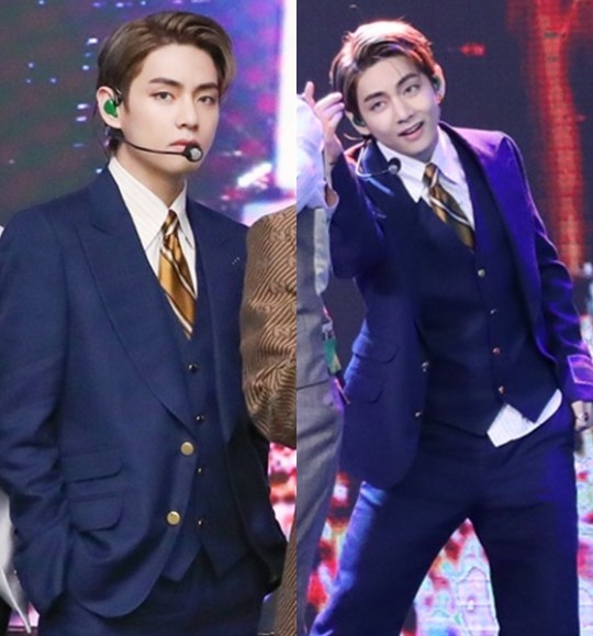 Blue Suit Guy Bts V Handsome And Sexy Vma Intense Presence Electrodealpro