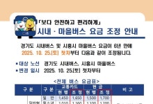 시흥시 25일 첫차부터 시내·마을버스 요금 인상