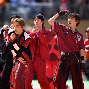 월드컵 결승전 사상 첫 '12분 공연'…BTS, 두다멜과 함께 춤을