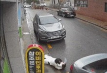 아이 안은 엄마가 하수구 덮개에 빠져 ‘꽈당’…아이는 안 놓쳤다