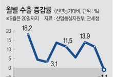 9월 1~20일 수출, 연휴탓 조업일 줄며 1.1% 감소