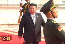 김정은, 천안문 전승절 행사장 입장…검은색 정장