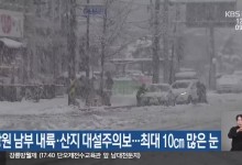강원 남부 내륙·산지 대설주의보…최대 10cm 많은 눈