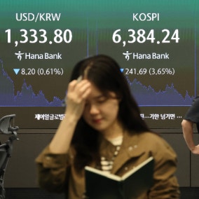 두 달만에 6300선까지 뚝↓…외국인 매도에 코스피 급락