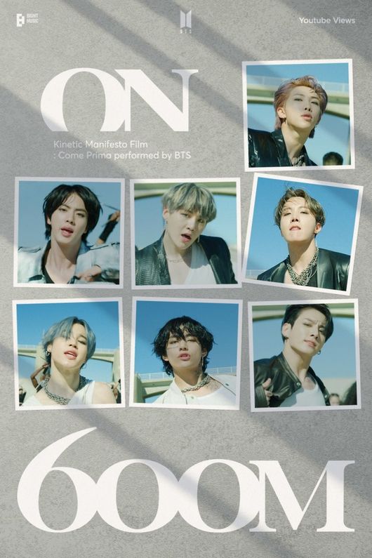 <b>방탄소년단</b>, 'ON' <b>키네틱</b> 매니페스토 필름 6억 뷰 돌파..통산 13번째