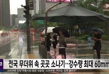 전국 무더위 속 곳곳 소나기‥강수량 최대 60mm