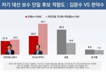 보수 단일후보 적합도 한덕수 30%·김문수 21.9%…3자 대결시 이재명 가장 앞서