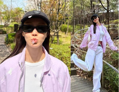Under the warm spring sunlight, singer Jessica has attracted attention by presenting a lively and stylish look that sets a new fashion trend