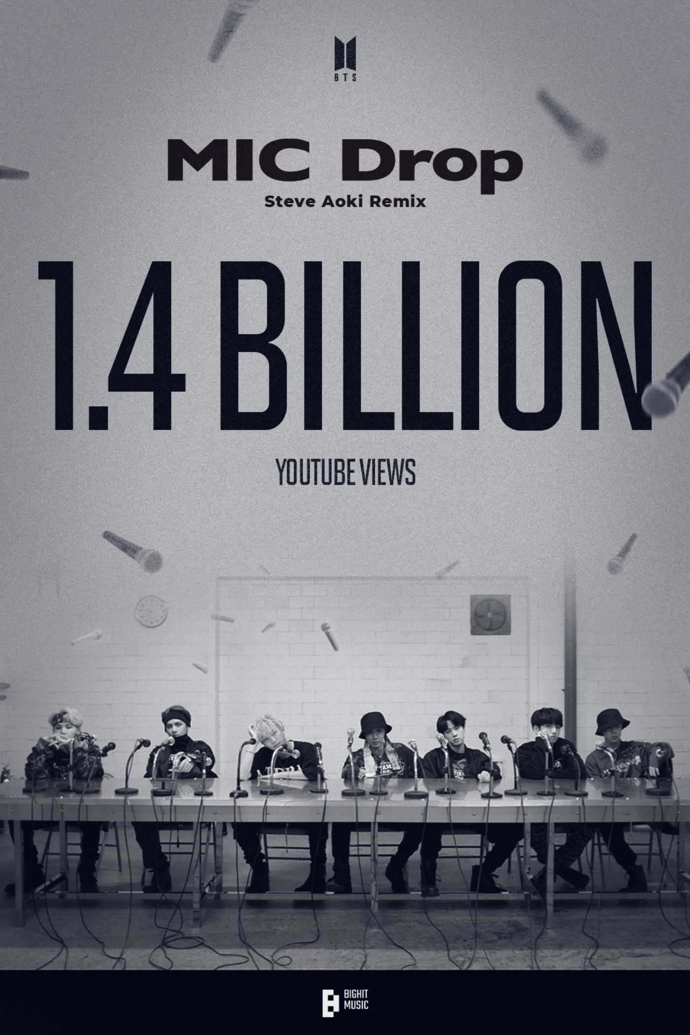 <b>방탄소년단</b>, '마이크 드롭' 스티브 아오키 리믹스 MV <b>14억뷰</b> 돌파
