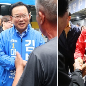엎치락뒤치락 초접전…"대구 살리겠다" 김부겸·추경호 출정식(종합)