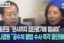 홍준표 "판사까지 집단광기에 휩싸여"···나경원 "공수처 불법 강제 수사 중단해야"