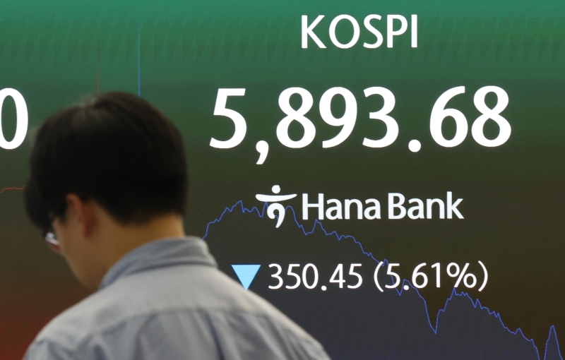 '검은 화요일' 코스피 매도 사이드카 발동...6,000선 아래로 급락
