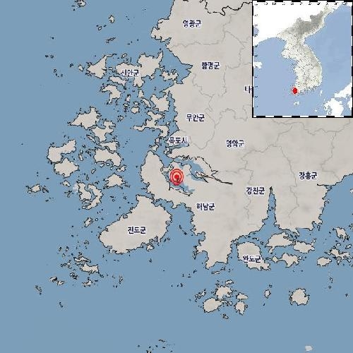 전남광주 해남군서 규모 3.1 지진 발생